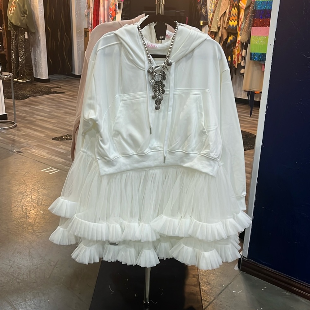 Tulle Hoodie Sweatshirt - Picture 1 of 2